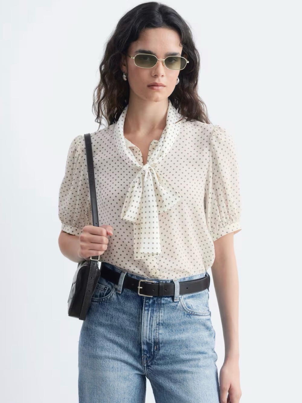 Xhilaration vintage-inspired, feminine tie collar blouse size L (good for M too)